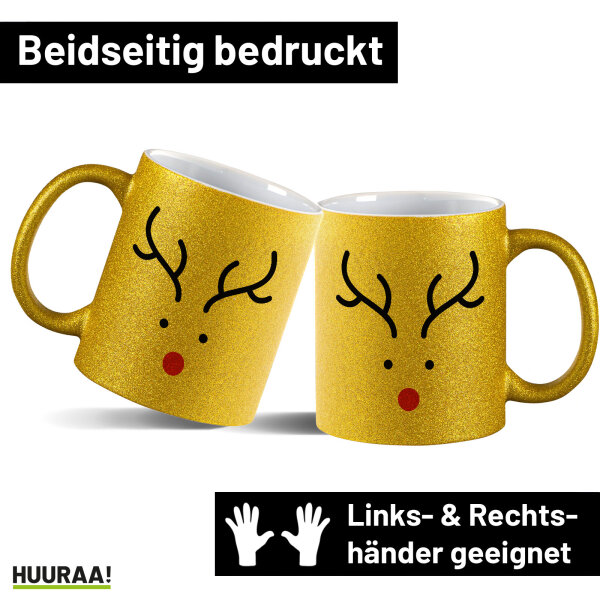 Glitzertasse Rentier Rudolph 330ml
