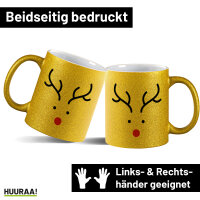 Glitzertasse Rentier Rudolph 330ml