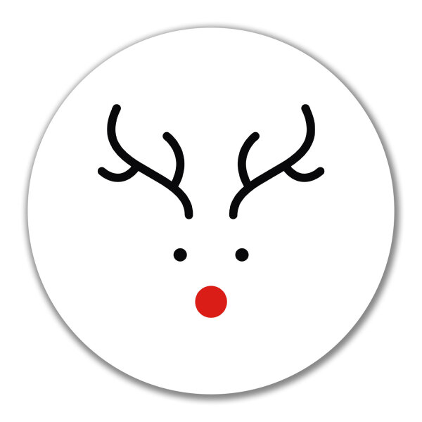 Aufkleber Rentier Rudolph 10cm rund