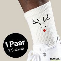 Socken Rentier Rudolph Größe 37/46 White Motiv...