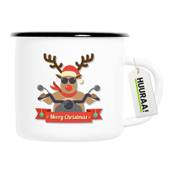 Emaille Tasse Cooles Rentier Rudolph 300ml Vintage Emaille Becher
