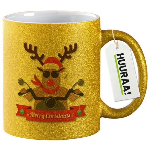 Glitzertasse Cooles Rentier Rudolph 330ml