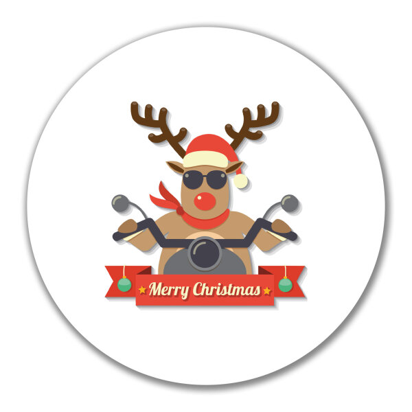 Aufkleber Cooles Rentier Rudolph 10cm rund