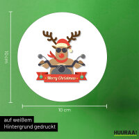 Aufkleber Cooles Rentier Rudolph 10cm rund