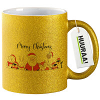 Glitzertasse Merry Christmas Familie Weihnachtshelfer 330ml
