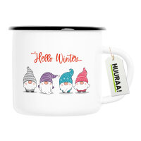 Emaille Tasse Hello Winter Wichtel Weihnachtself 300ml...
