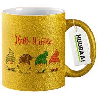 Glitzertasse Hello Winter Wichtel Weihnachtself 330ml