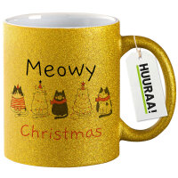 Glitzertasse Meowy Christmas Katzen 330ml