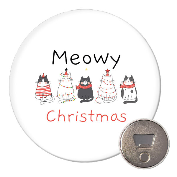 Magnet Meowy Christmas Katzen 59mm Kühlschrankmagnet Flaschenöffner