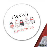 Aufkleber Meowy Christmas Katzen 10cm rund