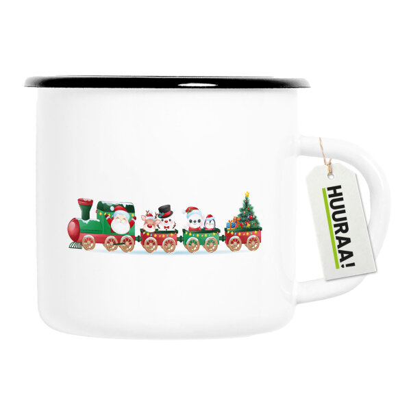 Emaille Tasse Weihnachtszug Weihnachten 300ml Vintage