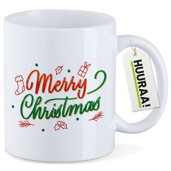 Kaffeetasse Merry Christmas Grün Rot 330ml