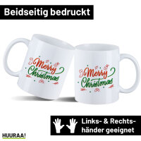 Kaffeetasse Merry Christmas Grün Rot 330ml