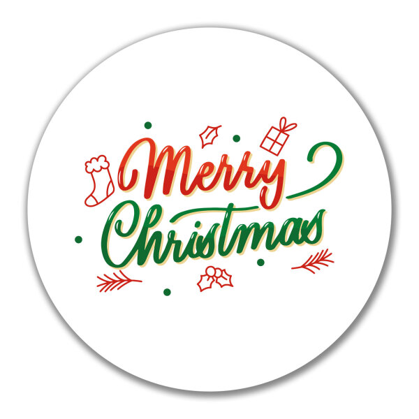 Aufkleber Merry Christmas Grün Rot 10cm Sticker