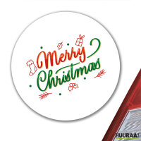 Aufkleber Merry Christmas Grün Rot 10cm Sticker