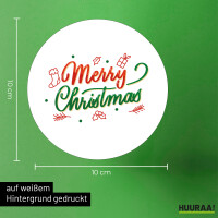 Aufkleber Merry Christmas Grün Rot 10cm Sticker
