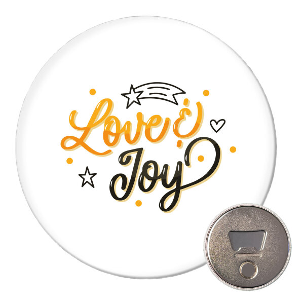 Magnet Love & Joy Schriftzug 59mm Kühlschrankmagnet Flaschenöffner