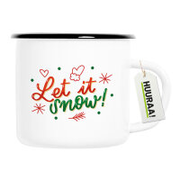 Emaille Tasse Let it Snow Schriftzug 300ml Vintage...