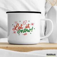 Emaille Tasse Let it Snow Schriftzug 300ml Vintage
