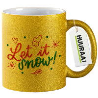 Glitzertasse Let it Snow Schriftzug 330ml
