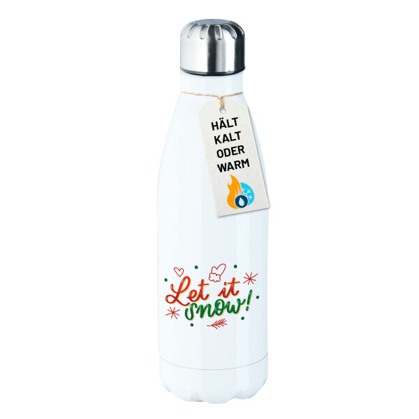 Edelstahl-Trinkflasche Let it Snow Schriftzug 500ml Wasserflasche