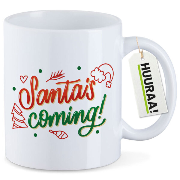 Kaffeetasse Santa is Coming Schriftzug 330ml