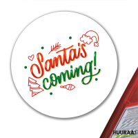 Aufkleber Santa is Coming Schriftzug 10cm rund