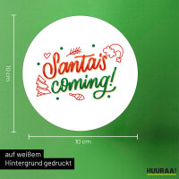 Aufkleber Santa is Coming Schriftzug 10cm rund