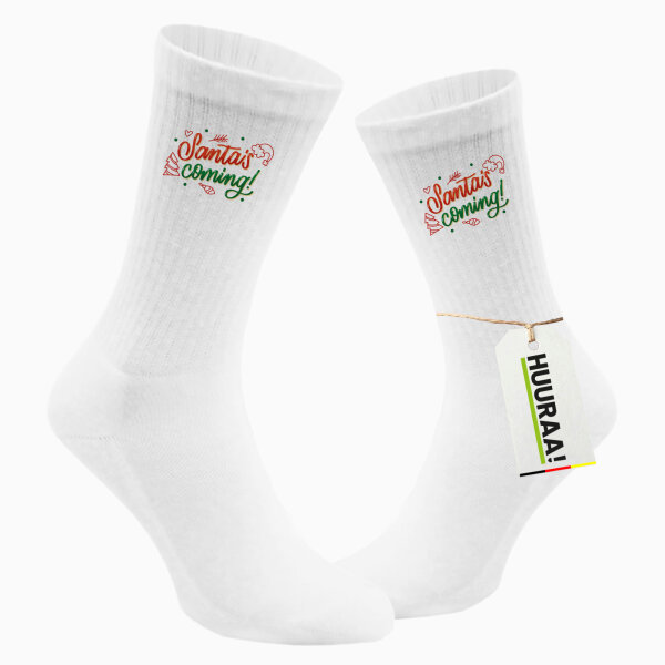 Unisex Socken Santa is Coming Schriftzug Baumwolle