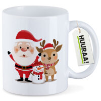 Kaffeetasse Weihnachtsmann Rudolph und Schneemann 330ml