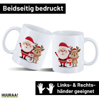 Kaffeetasse Weihnachtsmann Rudolph und Schneemann 330ml