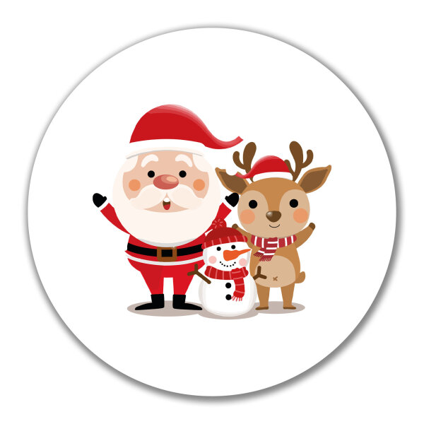 Aufkleber Weihnachtsmann Rudolph und Schneemann 10cm Sticker