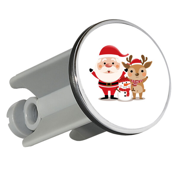Waschbeckenstöpsel Weihnachtsmann Rudolph und Schneemann 4cm Abflussstopfen