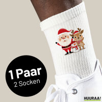 Unisex Socken Weihnachtsmann Rudolph und Schneemann...