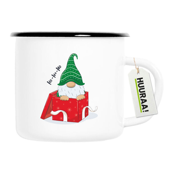 Emaille Tasse Ho Ho Ho Wichtel Weihnachtsgeschenk 300ml Vintage