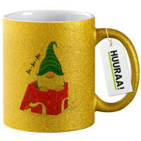 Glitzertasse Ho Ho Ho Wichtel Weihnachtsgeschenk 330ml