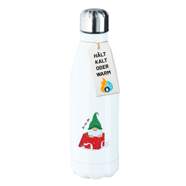 Edelstahl-Trinkflasche Ho Ho Ho Wichtel Weihnachtsgeschenk 500ml Wasserflasche