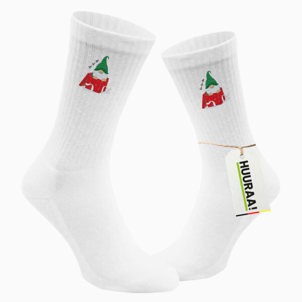 Socken Ho Ho Ho Wichtel Weihnachtsgeschenk Größe 37/46 White Motiv Tennissocken