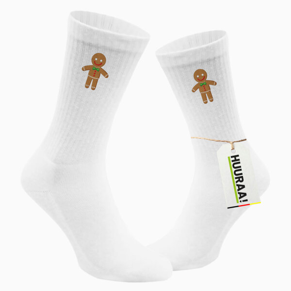 Socken Lebkuchenmann Lebkuchenfigur Größe 37/46 White Motiv Tennissocken