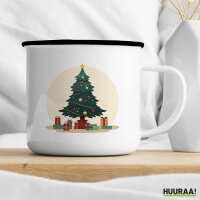 Emaille Tasse Weihnachtsbaum Tannenbaum 300ml Vintage
