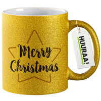 Glitzertasse Weihnachtsstern Merry Christmas 330ml