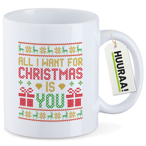 Kaffeetasse Ugly Christmas All I want is you 330ml