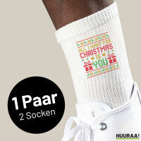 Unisex Socken Ugly Christmas All I want is you Baumwolle