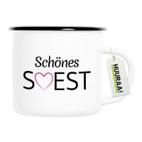 Emaille Tasse Schönes Soest Schriftzug 300ml Vintage...