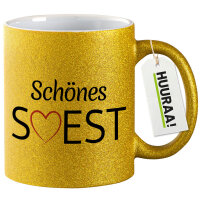 Glitzertasse Schönes Soest Schriftzug 330ml