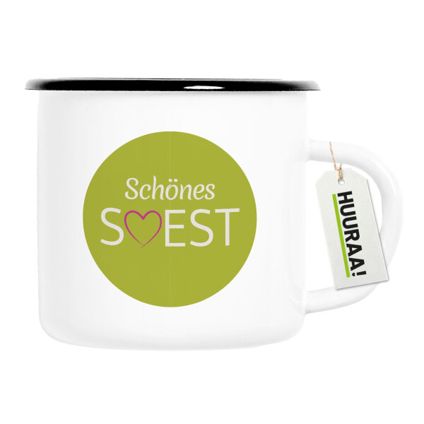 Emaille Tasse Schönes Soest bunt 300ml Vintage Emaille Becher