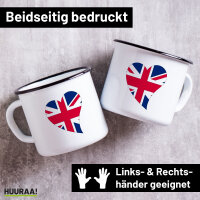 Emaille Tasse England Flagge Herz 300ml Vintage
