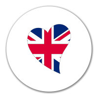 Aufkleber England Flagge Herz 10cm rund