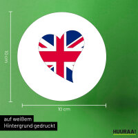 Aufkleber England Flagge Herz 10cm Sticker