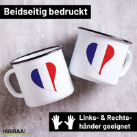 Emaille Tasse Frankreich Flagge Herz 300ml Vintage